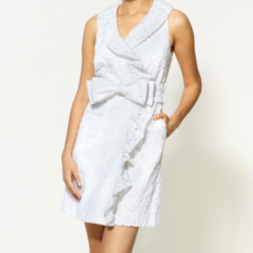 Milly - Miller Wrap Bow Dress - White - Size 6 - Picture 5 of 5